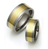wedding rings with wide gold inlay