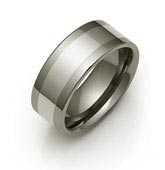titanium wedding rings with wide platinum inlay
