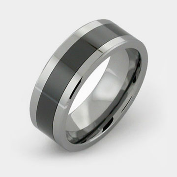 tungsten rings with black ceramic inlay by titaniumstyle