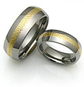 Micro Textured Gold and Titanium Rings