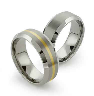 Beveled Titanium Rings with inlay