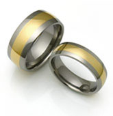 extra wide gold inlay titanium ring 