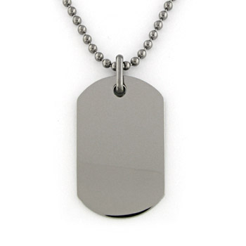 Silver Dog Tag 26 Necklace with Hammer Finish