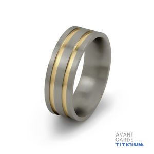 Titanium Ring With Recessed Precious Metal Inlays