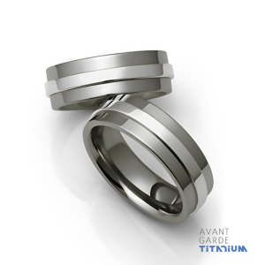 Titanium band with precious metal Raised Inlay 