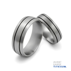 Brushed Domed Titanium Ring With Thin Grooves