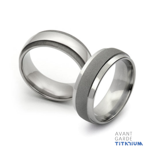 Sandblasted Titanium Ring Domed With Step Down Sides