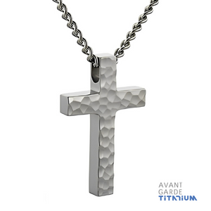 Hammered Titanium Cross Necklace