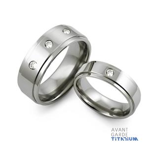 Step-Down Sides Titanium Rings w/ Diamonds & Gems