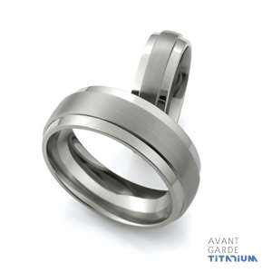 raised center titanium wedding band