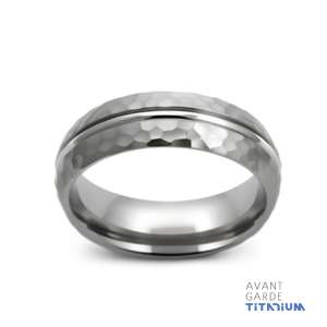 Hammered Titanium Rings with Round Accent