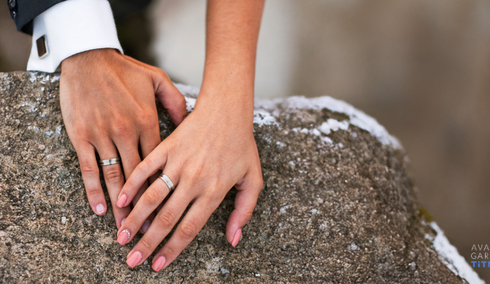 Titanium wedding bands on the right hand