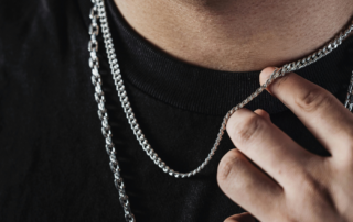 man wearing titanium chain