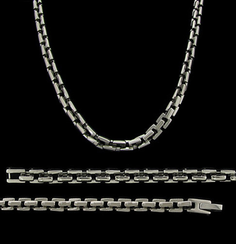 Titanium Speckle Coated Mens Chain Necklace