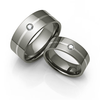 platinum titanium rings with diamonds for him and her