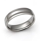 Polished and Brushed Titanium Rings for Men and Women | Milgrain ...